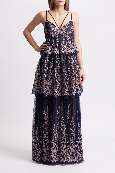 Платье BCBGMAXAZRIA Floral Blooms Embroided Gown