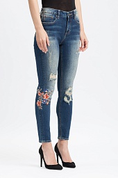 Джинсы Miss Me Medium Wash Emroidered Floral Ankle Skinny Jeans