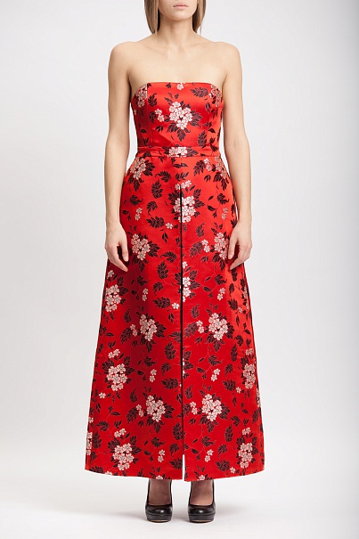 Платье Alice + Olivia Red Floral Strapless Dress