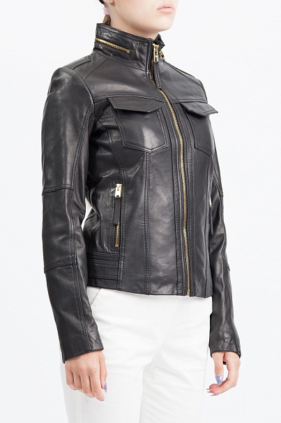 Куртка Michael Kors Front Zip Leather Jacket