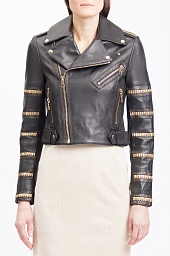 Куртка кожаная Alice + Olivia Cody Embellished Leather Moto Jacket